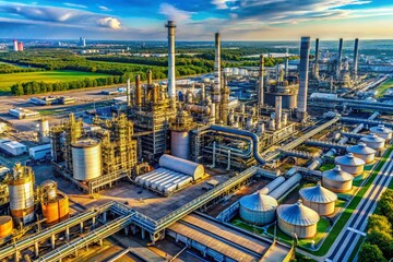 Aerial View of Acetaldehyde Production Facility - Industrial Chemical Plant
