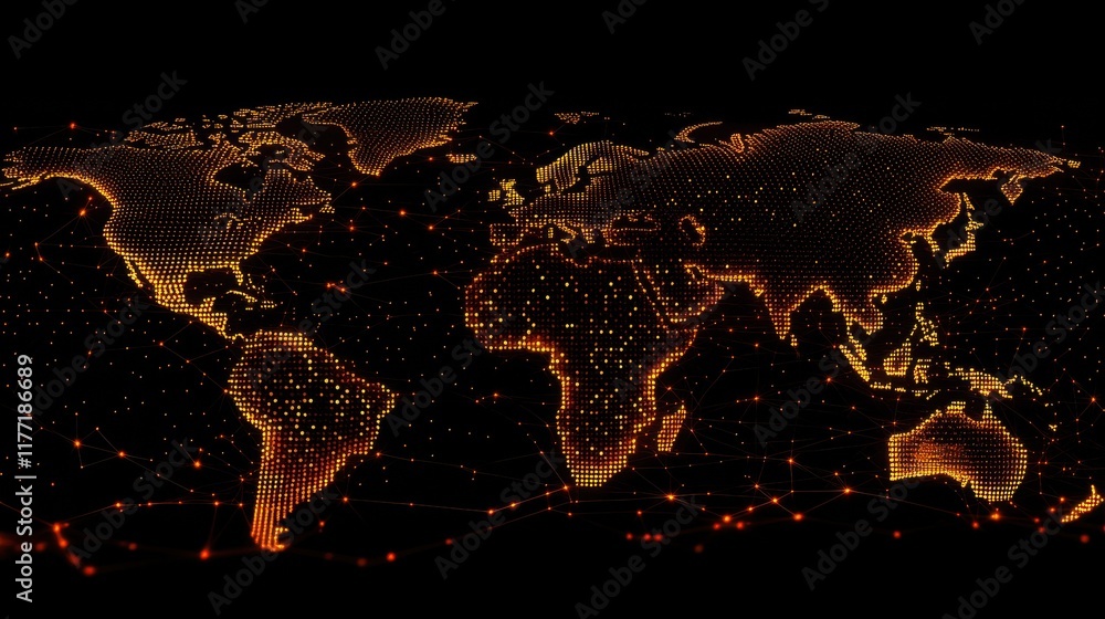 Poster abstract global technology background. points composed like world map. digital innovation concept fo