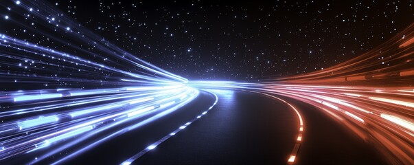 Fototapeta premium Abstract background featuring fiber optic light waves