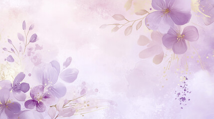 Watercolor floral background with purple flowers