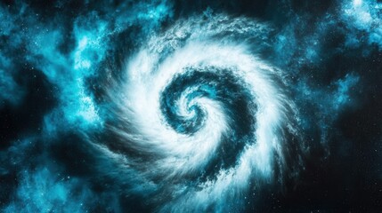 Galactic storm: swirling blue nebula in deep space