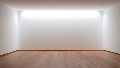 Empty Room with white Walls and Wood Floor with light use as display product,Empty wall mockup. Empty room with a white wall and wood floor. 3D illustration.5455