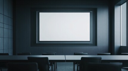 Modern Conference Room with Empty Screen and Chairs for Meeting
