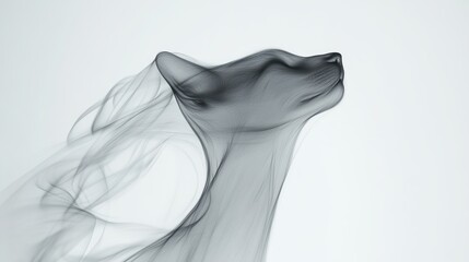 Naklejka premium Abstract Black Smoke Shape of a Cat in Motion Against White Background