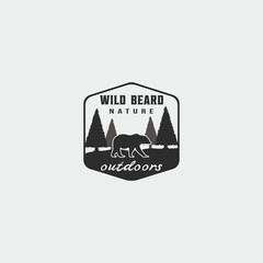 wild bear logo vintage vector illustration template icon design
