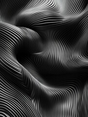 Creative black lines and curves background. 3D Rendering