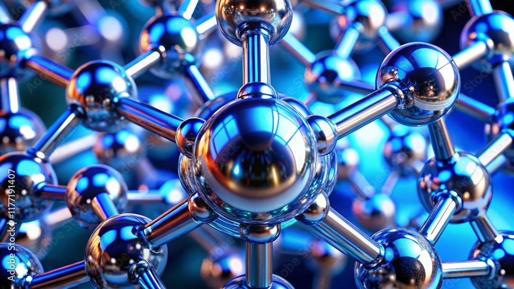 Poster aerial view of chromium element, atomic number 24, microscopic structure