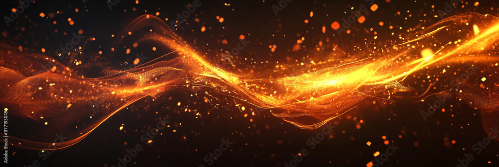 Poster Bright orange waves create a dynamic visual effect
