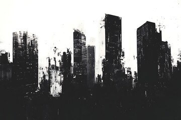 Abstract cityscape in black and white