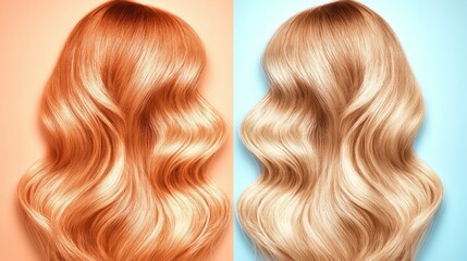 Fototapeta premium Minimalist Illustration of a Woman with Shiny Long Hair, Pastel Color Background, Beauty and Haircare Concept, Feminine Elegance