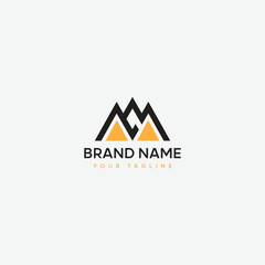 Letter M mountain monogram logo design template
