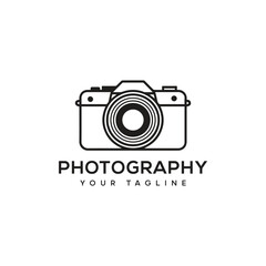 Camera photography logo design vector illustration.
