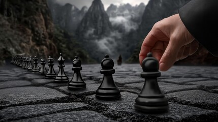 Strategic Chess Move in Nature's Embrace