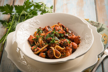 pasta with octopus ragout traditional italian recipe