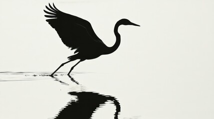 Elegant Heron Silhouette in Flight over Water