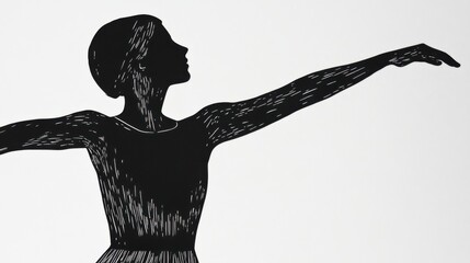 Elegant Black and White Silhouette of a Ballerina