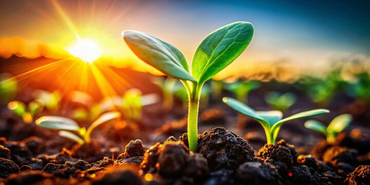 Aerial View of Dicot Seed Germination Stages, Showing Cotyledons & Radicle