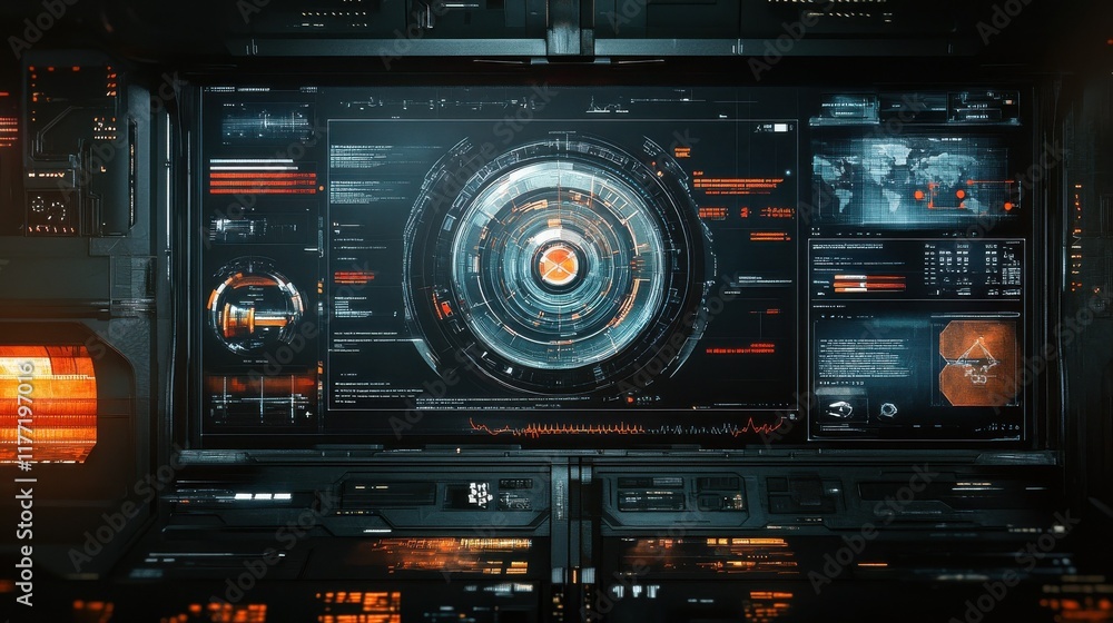 Poster background image with media screen. diagrams and graphs
