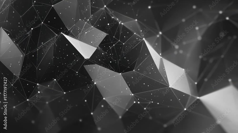 Poster abstract polygonal space. triangles with connecting dots and lines. background concept for your desi