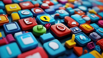 Background conceptual image of digital 3d icons