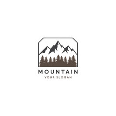 Mountain logo vector icon with illustration