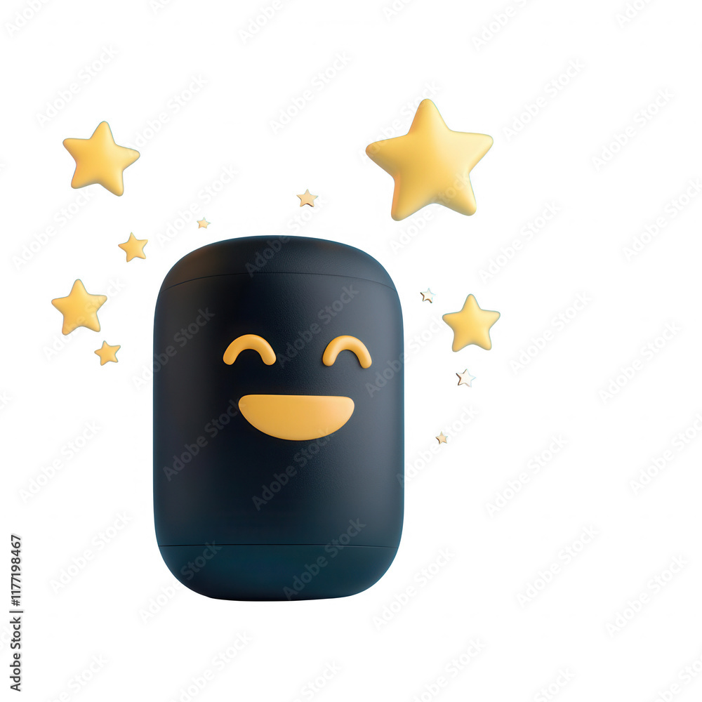 Aufkleber cheerful device with a smiling face and stars, adding joy to your everyday life., isolated on a tran