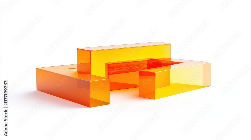 Poster 3d overlapping rectangles isolated over a white background - side view