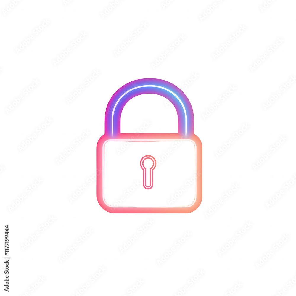Poster colorful padlock icon symbolizing security and protection in digital environments., isolated on a tr