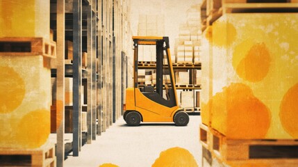 Warehouse Interior with Forklift - Industrial Design