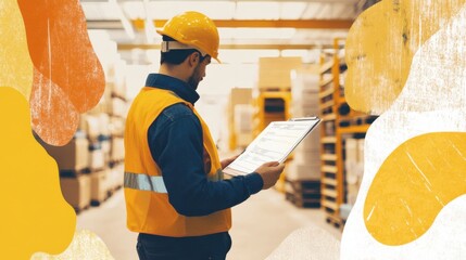 Warehouse Worker Reviewing Inventory Checklist
