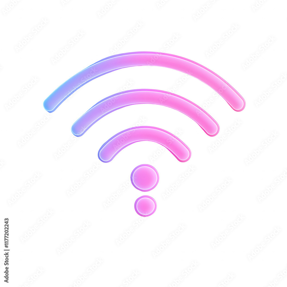 Poster stylized wifi symbol in vibrant colors representing connectivity and modern communication., isolated