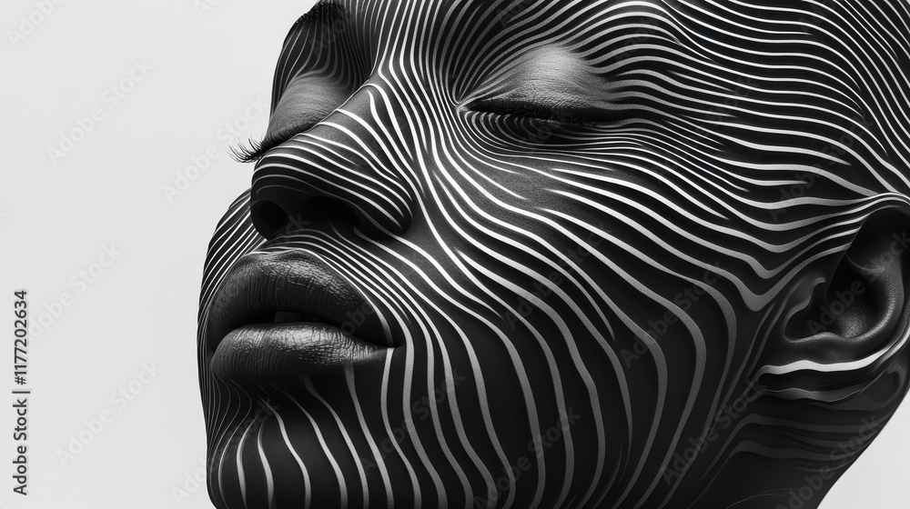 Poster creative black lines and curves background. 3d rendering