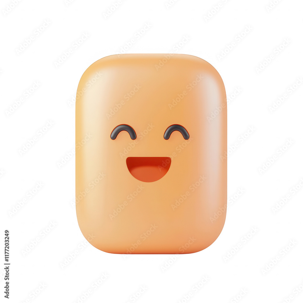 Poster a cheerful, smiling cartoon character with a smooth, rounded design., isolated on a transparent back
