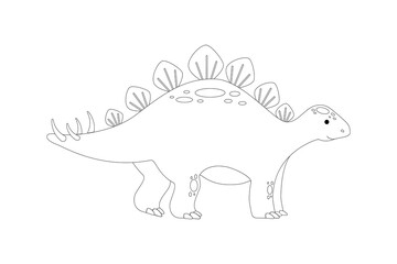 Cute cartoon stegosaurus outline. Prehistoric animal. Dinosaur children s Illustration on white background