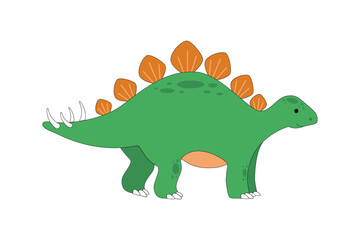 Fototapeta premium Cute cartoon stegosaurus. Prehistoric animal. Dinosaur children s Illustration on white background