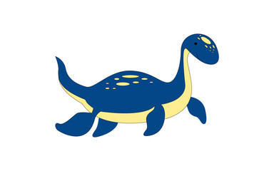 Cute plesiosaurus. Cartoon dinosaur children's Illustration. Prehistoric animal.eps