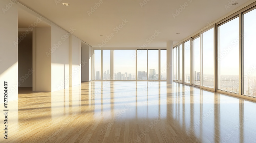 Poster abstract modern architecture background, empty open space interior. 3d rendering