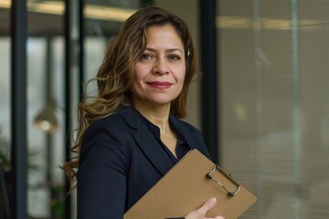 Happy 45 years old Latin professional middle aged business woman corporate leader