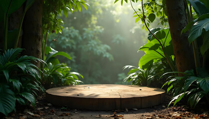 podium with natural background