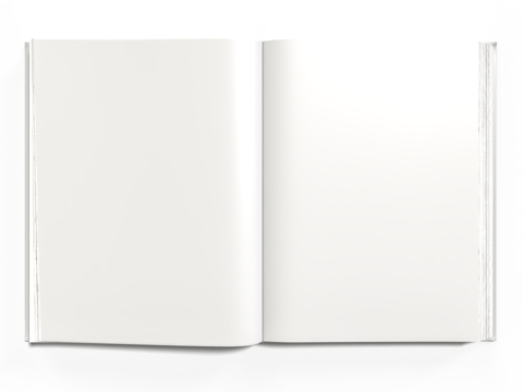 Open Magazine or Book cover mockup design isolated on white background. Blank template for presentation a publisher, notebook, catalogs, brochures, magazines, diary, journal, booklet or publication