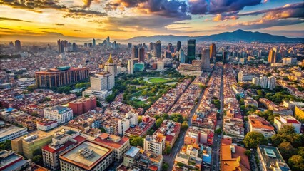 Obraz premium Aerial View of Mexico City: Urban Sprawl and Historic Center