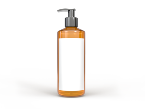 Plastic bottle container with dispenser pump. Blank product packaging mockup template on isolated for facial liquid, body spa lotion, bath product, serum, moisturizer and other hygiene cosmetic