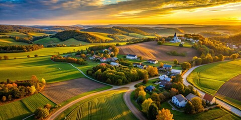 Aerial View of Mount Horeb, Wisconsin Landscape, Drone Photography