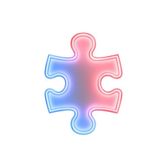 Obraz premium A vibrant puzzle piece design with glowing red and blue colors, symbolizing creativity., isolated on a transparent background.