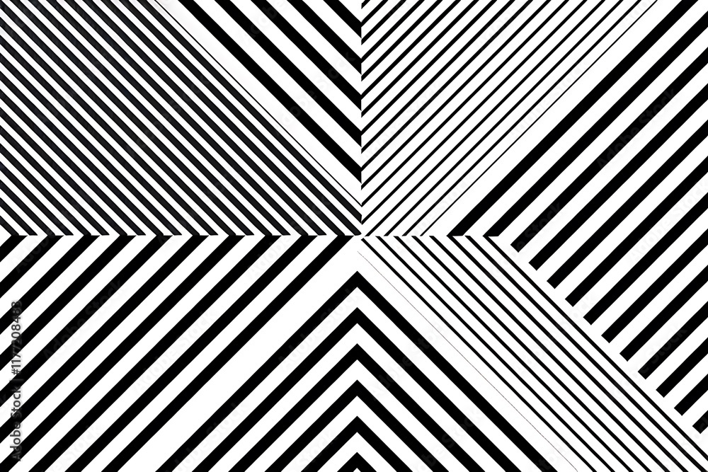 Poster image shows an abstract geometric pattern. black and white diagonal lines intersect, creating a cent