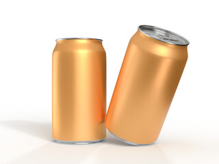 3D realistic aluminum gold metallic beverage products packaging container. For presentation branding juice, beer, energy, cola, soda, coffee, cocktail or drink can mockup isolated on background