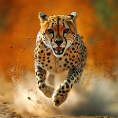 Obraz premium Roaring Cheetah Portrait in Vibrant Background.