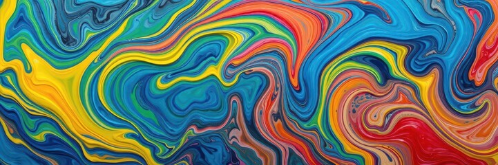 Obraz premium Vibrant swirls of paint in blue, green, yellow, and red, fantasy,artistic,desktop