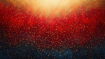 A red and gold background featuring faint dotted accents arranged symmetrically with open space in the middle 