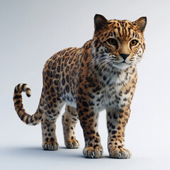 Obraz premium Close-Up of a Majestic Big Cat Against a Neutral Background